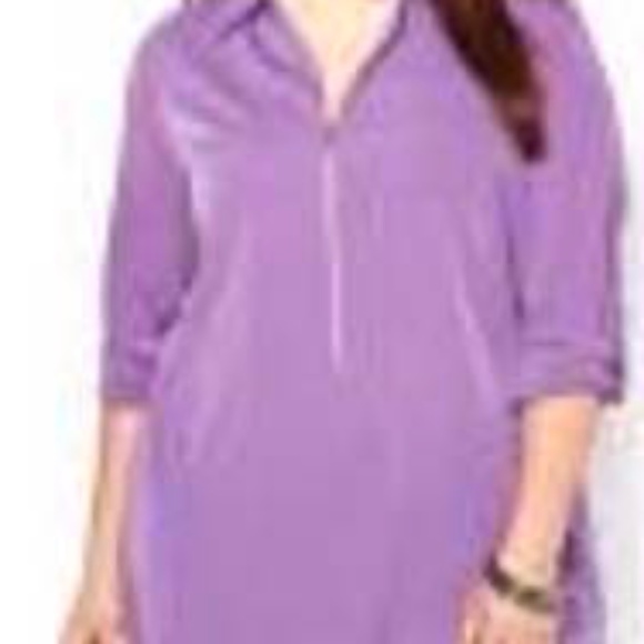 NEW PHOTOS! ZIP FRONT BLOUSE, CRUSHED GRAPE, SIZE 4X, WRINKLE FREE NO IRON, LONG - Picture 1 of 13
